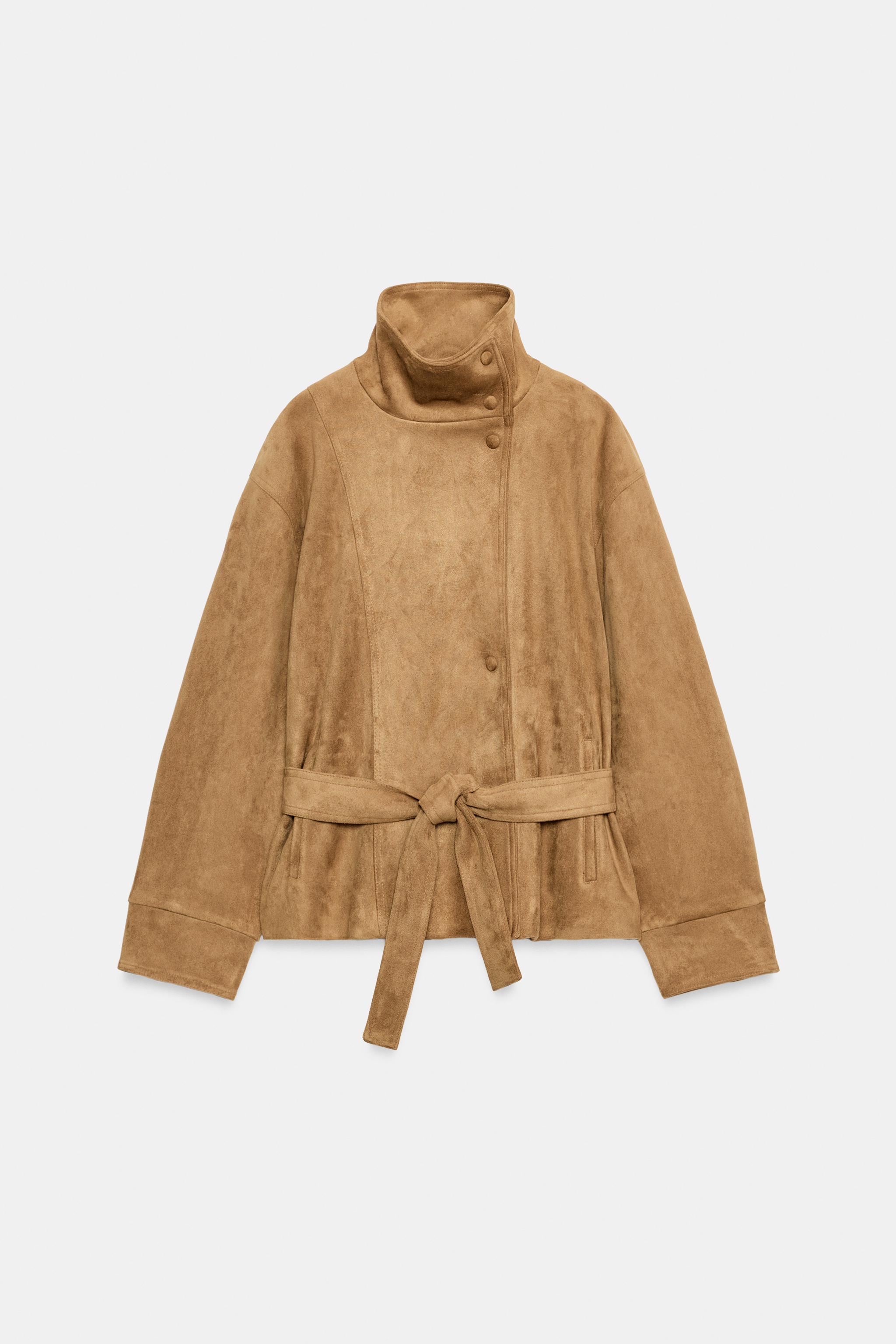 VESTE EFFET DAIM AVEC CEINTURE
